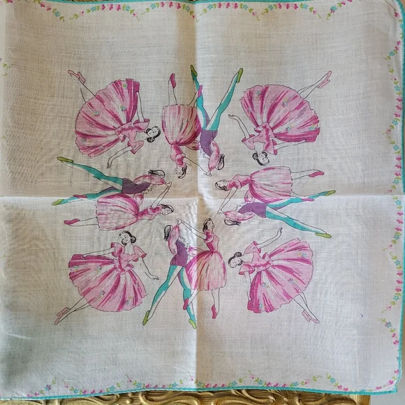 Ballerina Hankie ~ Handkerchief ~ Vintage ~ MCM ~ Pretty! - Picture 4 of 16